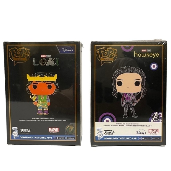 NIB Funko Pop Pins Marvel Studios Kid Loki & Kate Bishop 2 Boxes Loki Hawkeye - Picture 2 of 6